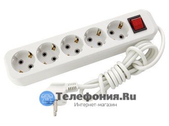 SVITTEX SV-017-3 удлинитель с пятиместной розеткой, заземленимем и выключателем шнур 3 м 20IP