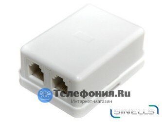 Евророзетка телефонная настенная 2 порта RJ-12 (6P4C) SINELLS SNL-64122